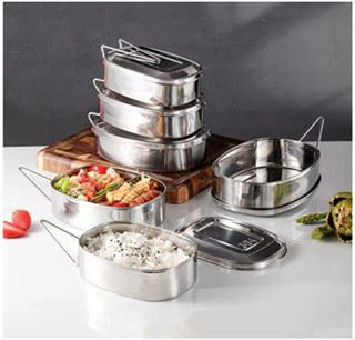 กล่องอาหารกลางวันกริดคู่สแตนเลส